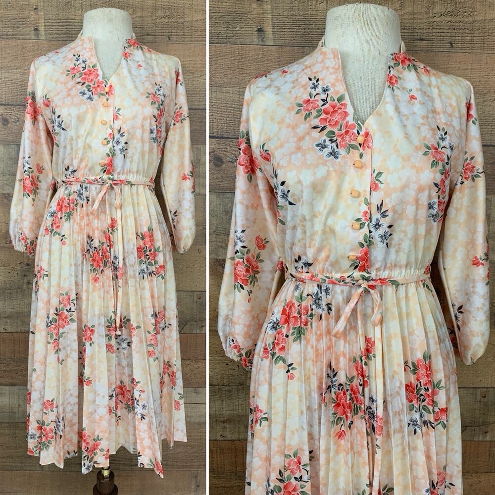 Vintage 1970’s Bohemian Long Sleeve Dress SZ S/M Hippie Grandma Coquette